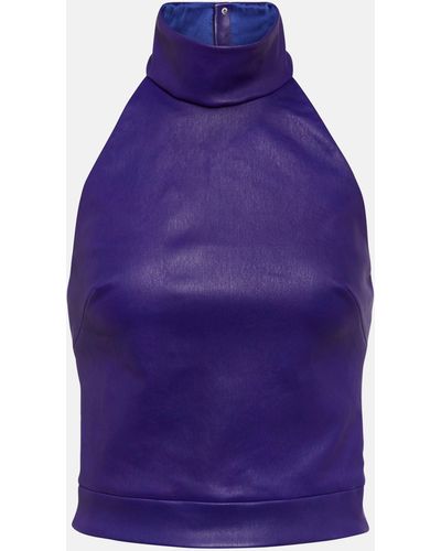 Stouls Vicky Halterneck Leather Top - Purple