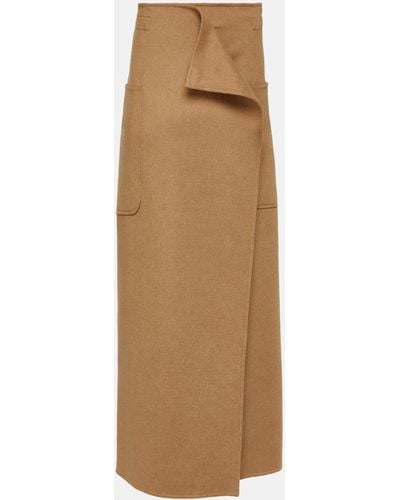 Max Mara Carbone Camel Hair Maxi Skirt - Natural