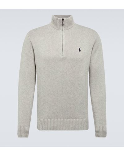 Polo Ralph Lauren Quarter-zip Cotton Sweater - Grey