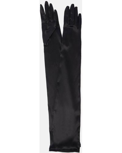 Dolce & Gabbana Kim Long Satin Gloves - Black