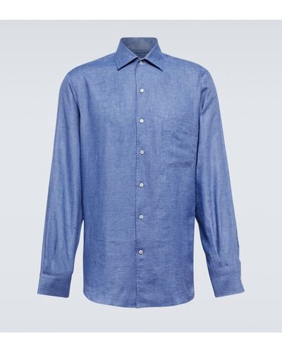 Loro Piana Andre Linen Shirt - Blue