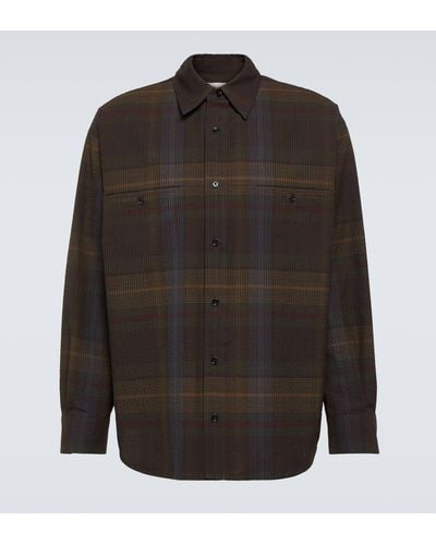 Lemaire Checked Wool Shirt - Black