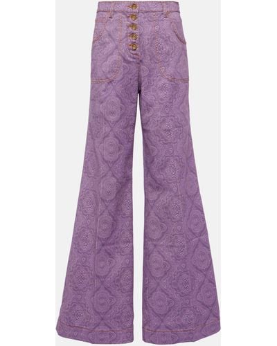 Etro Printed Flared Jeans - Purple