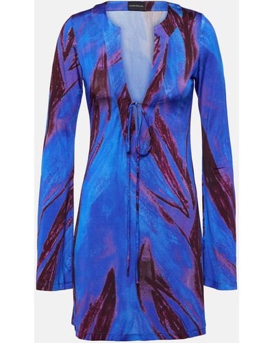 Louisa Ballou Printed Jersey Minidress - Blue