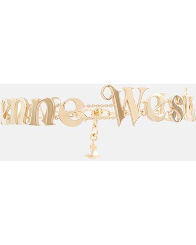 Vivienne Westwood Raimunda Branded-lettering Brass Choker - Metallic