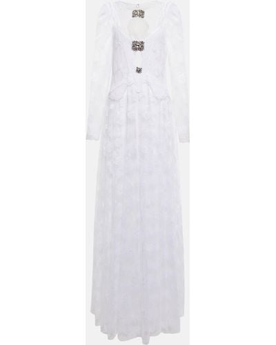Christopher Kane Embellished Cutout Lace Gown - White