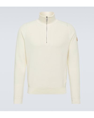 Moncler Cotton And Cashmere Turtleneck Sweater - White