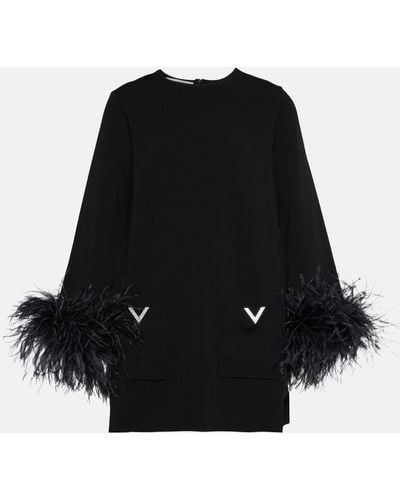 Valentino Feather-trimmed Blouse - Black
