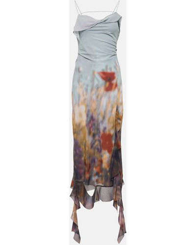 Acne Studios Delousi Floral Ruffled Midi Dress - White