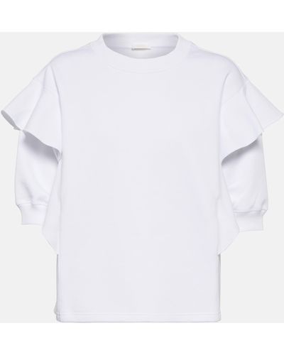 Chloé Ruffle-trimmed Cotton Jersey Sweatshirt - White