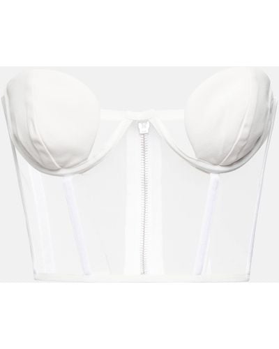 Nensi Dojaka Bridal Tulle-paneled Crepe Bustier - White