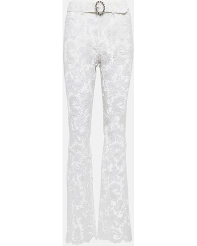 Alessandra Rich Floral High-rise Lace Pants - White