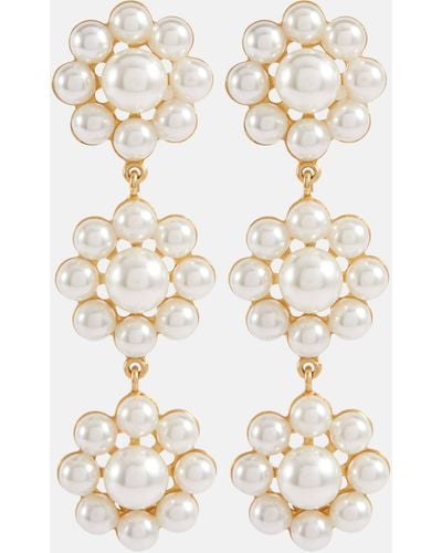 Jennifer Behr Bridal Olive Faux Pearl Drop Earrings - White