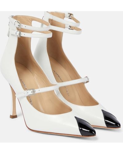 Alessandra Rich Panelled Leather Pumps - White