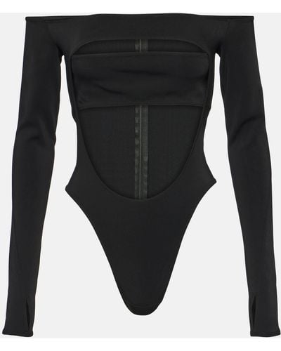 Mugler Off-shoulder Cut-out Bodysuit - Black