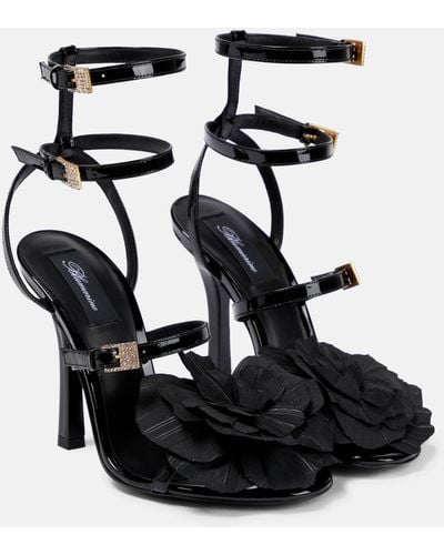 Blumarine Embellished Patent Leather Sandals - Black
