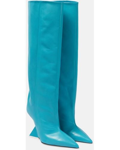 The Attico Cheope Leather Knee-high Boots - Blue
