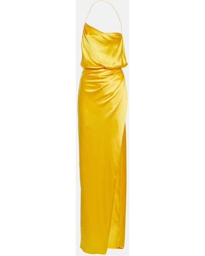 The Sei Halterneck Silk Charmeuse Gown - Metallic