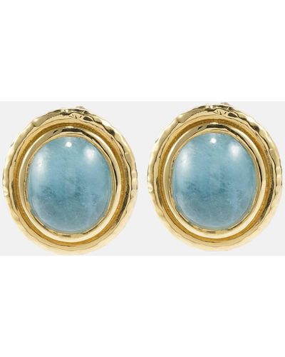 Octavia Elizabeth Horizon 18kt Gold Earrings With Aquamarines - Blue