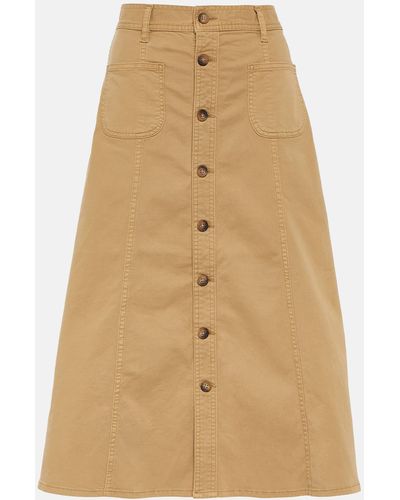 Polo Ralph Lauren A-line Cotton Twill Midi Skirt - Natural