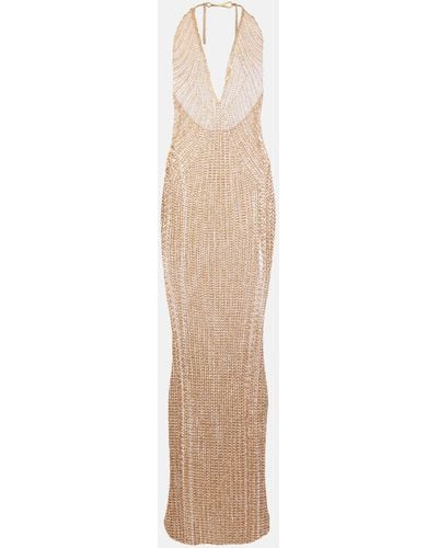 Tom Ford Halterneck Chainmail Gown - Natural