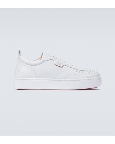 Christian Louboutin Happyrui Spiked Leather Sneakers - White