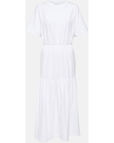 Max Mara Cotton Jersey Tiered Midi Dress - White