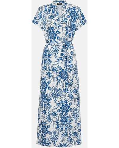 A.P.C. Annelie Floral Linen-blend Maxi Dress - Blue