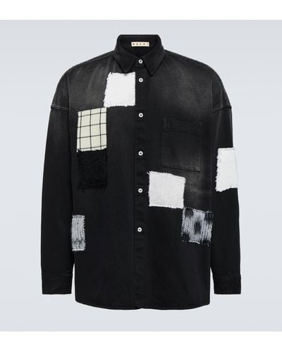 Marni Patchwork Cotton Shirt - Black