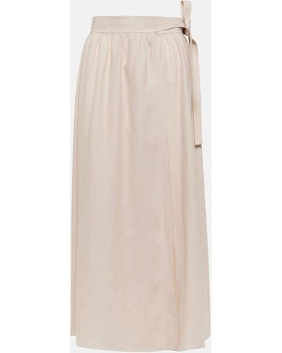 Loro Piana Linen Midi Skirt - Natural