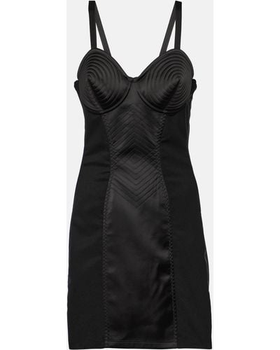 Jean Paul Gaultier Flower Corset-bodice Stretch-woven Mini Dress - Black