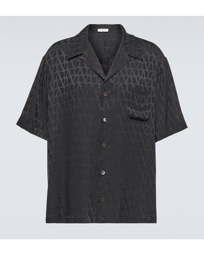 Valentino Toile Iconographe Silk Shirt - Black