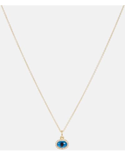 Ileana Makri Mini Oval Eye 18kt Gold Necklace With Diamonds - Metallic