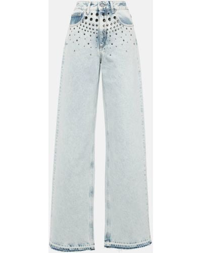 Alessandra Rich Embellished Straight Jeans - Blue