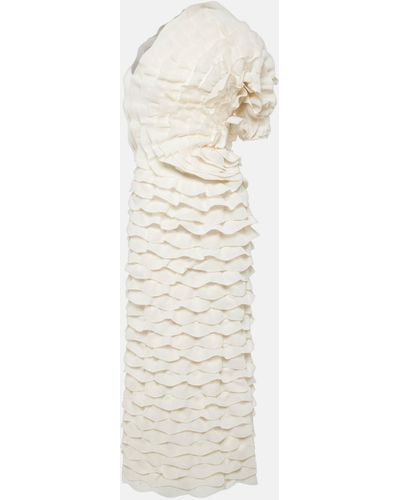 Chloé One-shoulder Silk-blend Gown - White