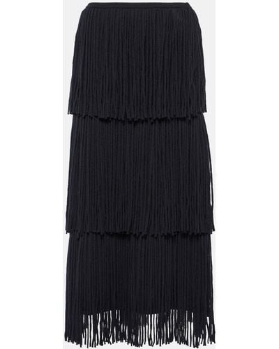Lisa Yang Isa Fringed Cashmere Midi Skirt - Black