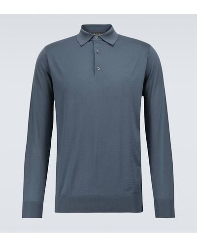 Loro Piana Ml Long-sleeved Wool Polo Shirt - Blue