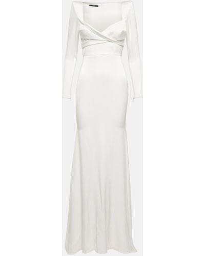 Alex Perry Satin Crepe Gown - White