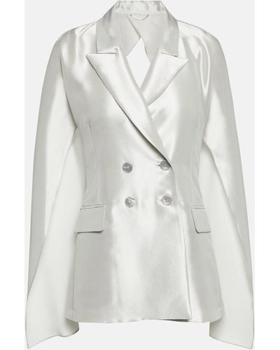 Max Mara Bridal Pasta Silk-blend Satin Blazer - White