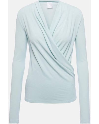 Givenchy Draped Crepe Jersey Top - Blue