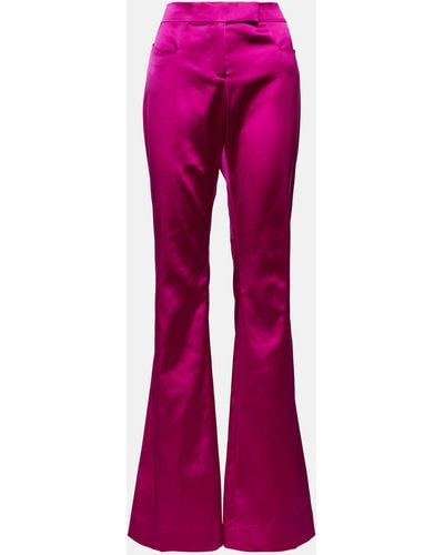 Tom Ford Low-rise Flared Satin Pants - Purple