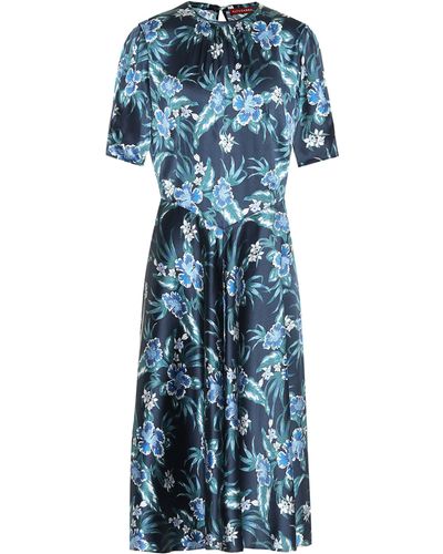Altuzarra Floral Stretch-silk Midi Dress - Blue
