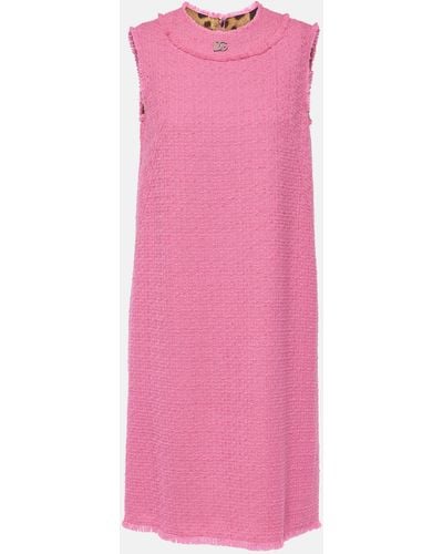 Dolce & Gabbana Raschel Dg Tweed Minidress - Pink