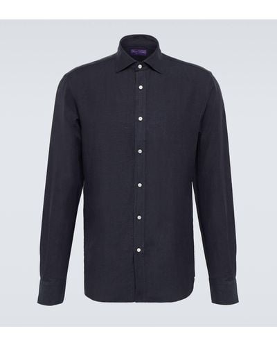 Ralph Lauren Purple Label Aston Silk And Linen Shirt - Blue