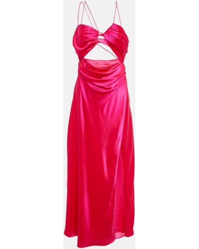 The Sei Asymmetric Silk Satin Gown - Red