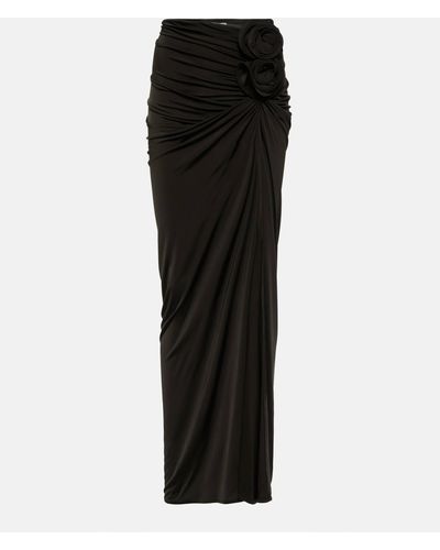 Magda Butrym Floral-applique Gathered Maxi Skirt - Black