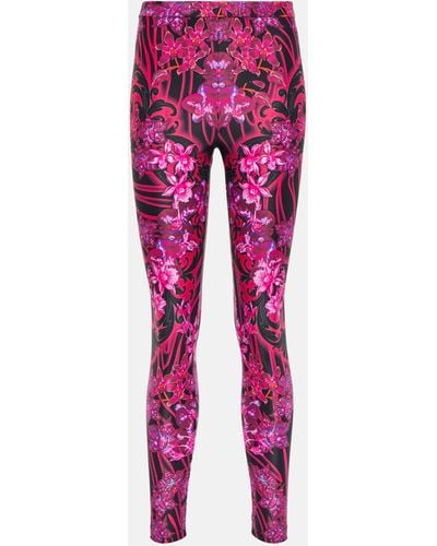 Versace High-rise Printed leggings - Pink