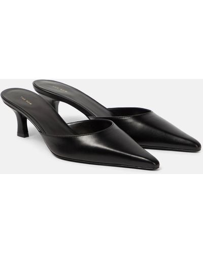 The Row Cybil Leather Mules - Black