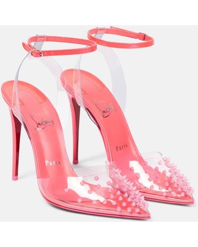 Christian Louboutin Spikoo 100 Pvc And Leather Pumps - Pink
