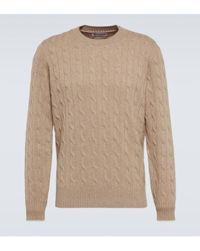 Brunello Cucinelli Cable-knit Cashmere Sweater - Natural
